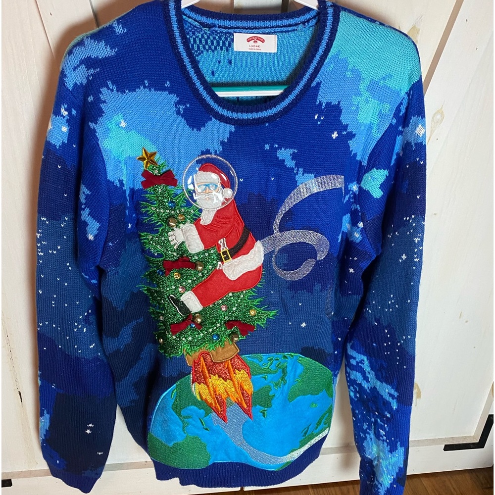 Men’s Holiday Time Astronaut Santa Christmas Sweater